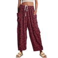 thumbnail image 6 of Textilo Leopard Pants for Women Wide Leg Cheetah Print Pant with Side Pockets Drawstring Elastic Waist Joggers Comfy Loose Fit Fall Winter Casual Lounge Slacks, 6 of 7