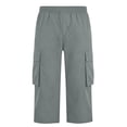 thumbnail image 5 of Domuza Men's Cargo Shorts 3/4 Relaxed Fit Below Knee Work Shorts Elastic Waist Hiking Shorts with Pockets Gray M, 5 of 8