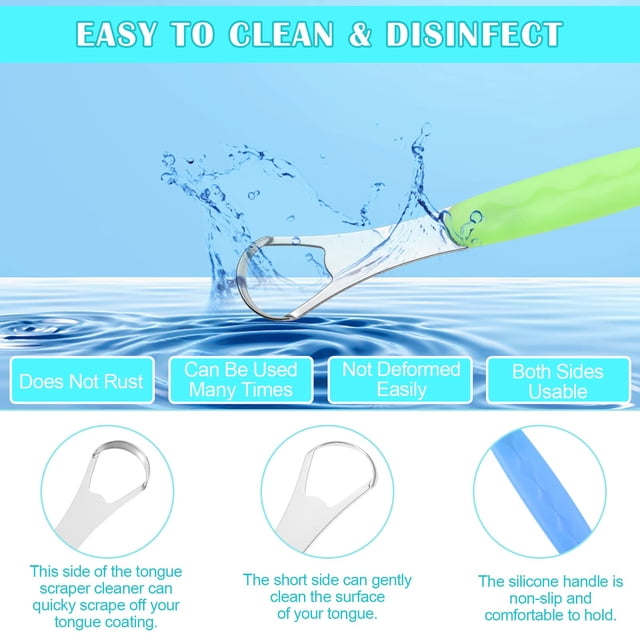 QualitChoice Non-pointy Tongue Scraper Polished And Anti-slid Handle Cleaner Tongue Scraper Tongue Cleaner 2pcs 1Set