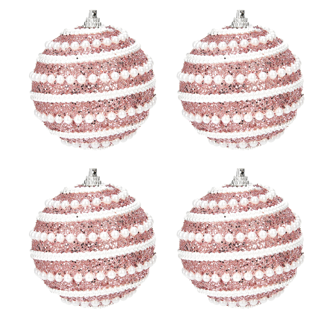 4-Pcs Set Glitter Christmas Tree Decor, 8mm Sequin Balls for Xmas Trees Wedding Party Holiday Decor