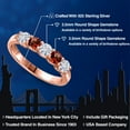 thumbnail image 2 of Gem Stone King 18K Rose Gold Plated Silver White Moissanite and Red Garnet Wedding-Bands Ring for Women | 0.88 Cttw | Round 3.5MM | Gemstone Birthstone | Size 6, 2 of 7