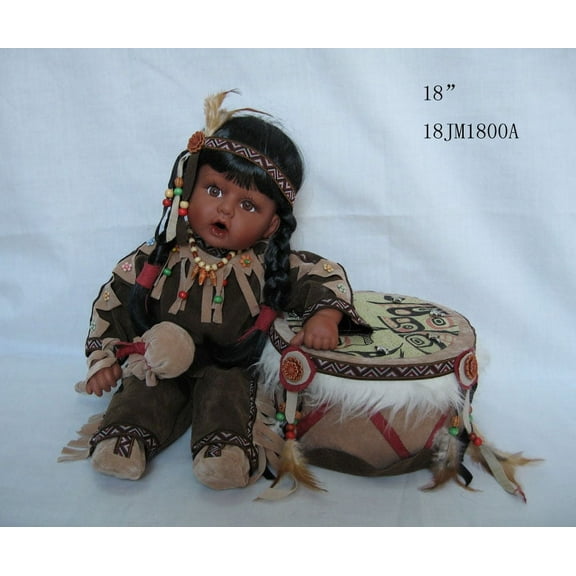 J Misa 18" Vinyl Indian Doll on Drum