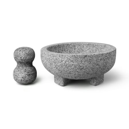 Granite Mortar and Pestle Set - Solid Granite Stone Grinder Bowl Holder 7.9 Inch For Guacamole, Herbs, Spices, Garlic, Kitchen, Cooking,