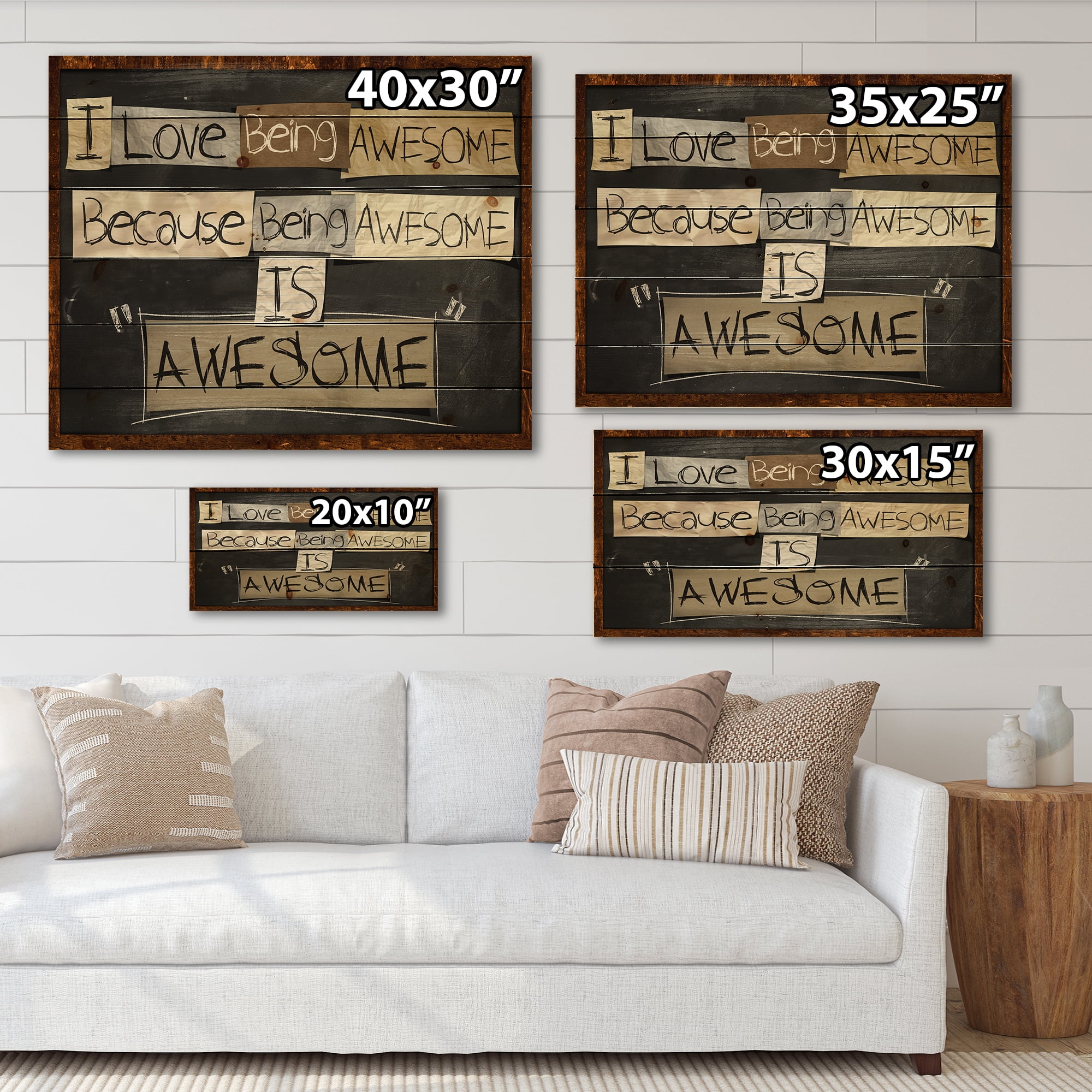 Designart 'I Love Being Awesome School Quotes' Rustic Print on Natural Pine Wood
