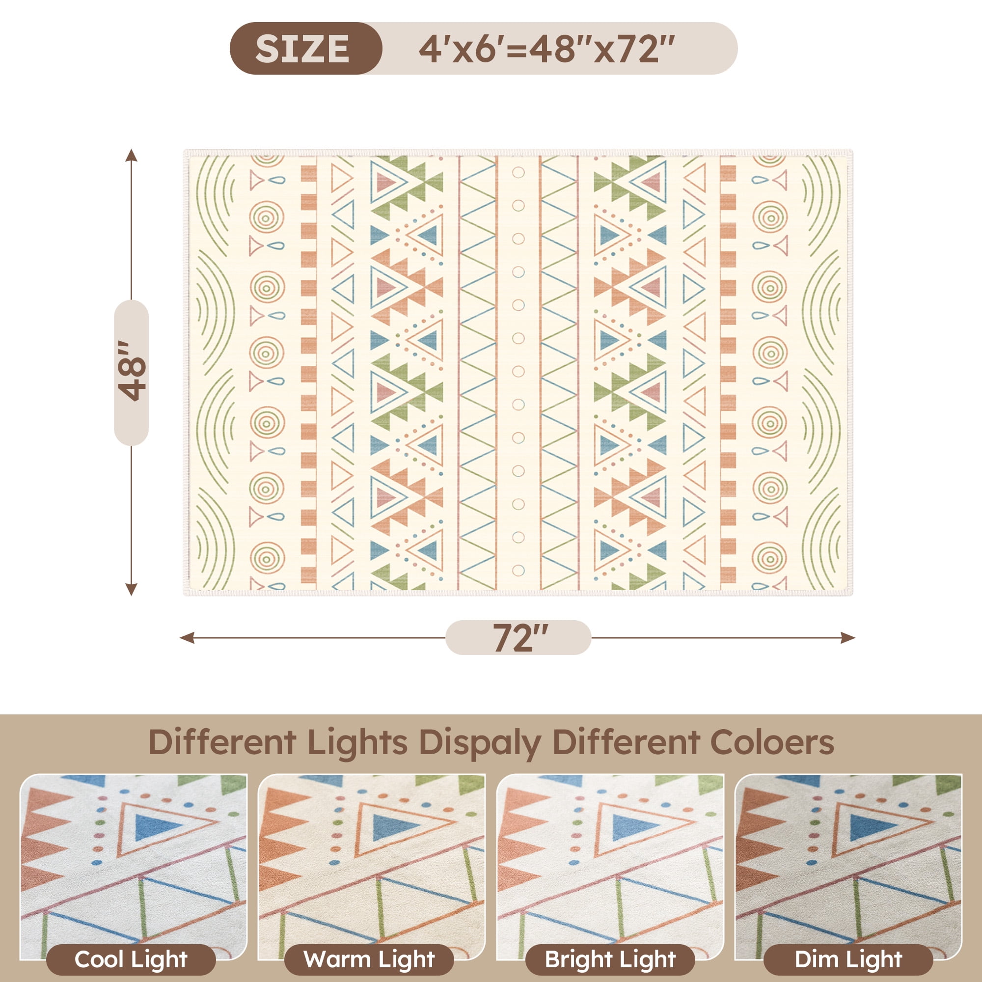EnHomee Area Rug for Living Room 4x6 Area Rugs for Bedroom Machine Washable Area Rug,Colorful