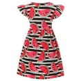thumbnail image 3 of Little Girls' Lovely Stripe Watermelon Summer Birthday Party Flower Girl Dress Red 5 L (P201413P), 3 of 3