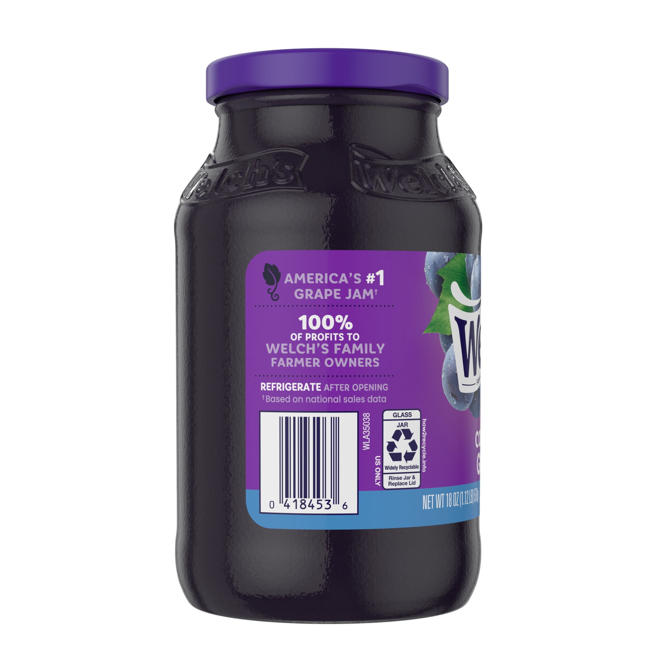 (6 pack) Welch's Concord Grape Jam, 18 oz Jar