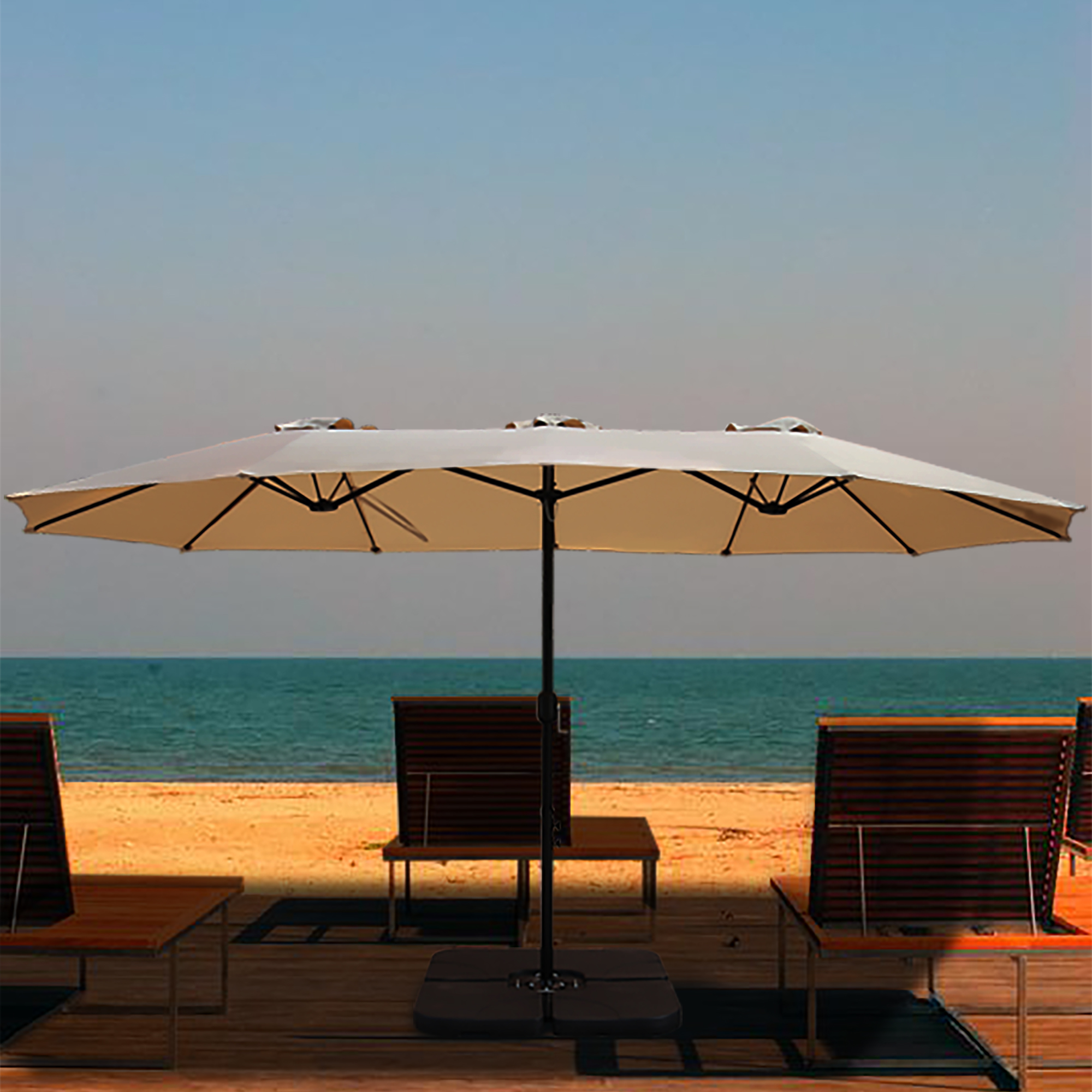 Abble 15 Ft Double Sided Rectangular Outdoor Umbrella Walmart Com Walmart Com