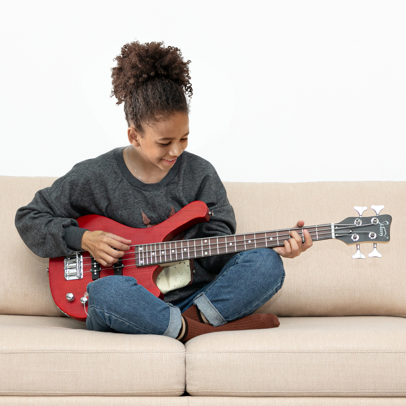 AsterOutdoor GW101 36in Small Scale Electric Bass Guitar Red photo 3