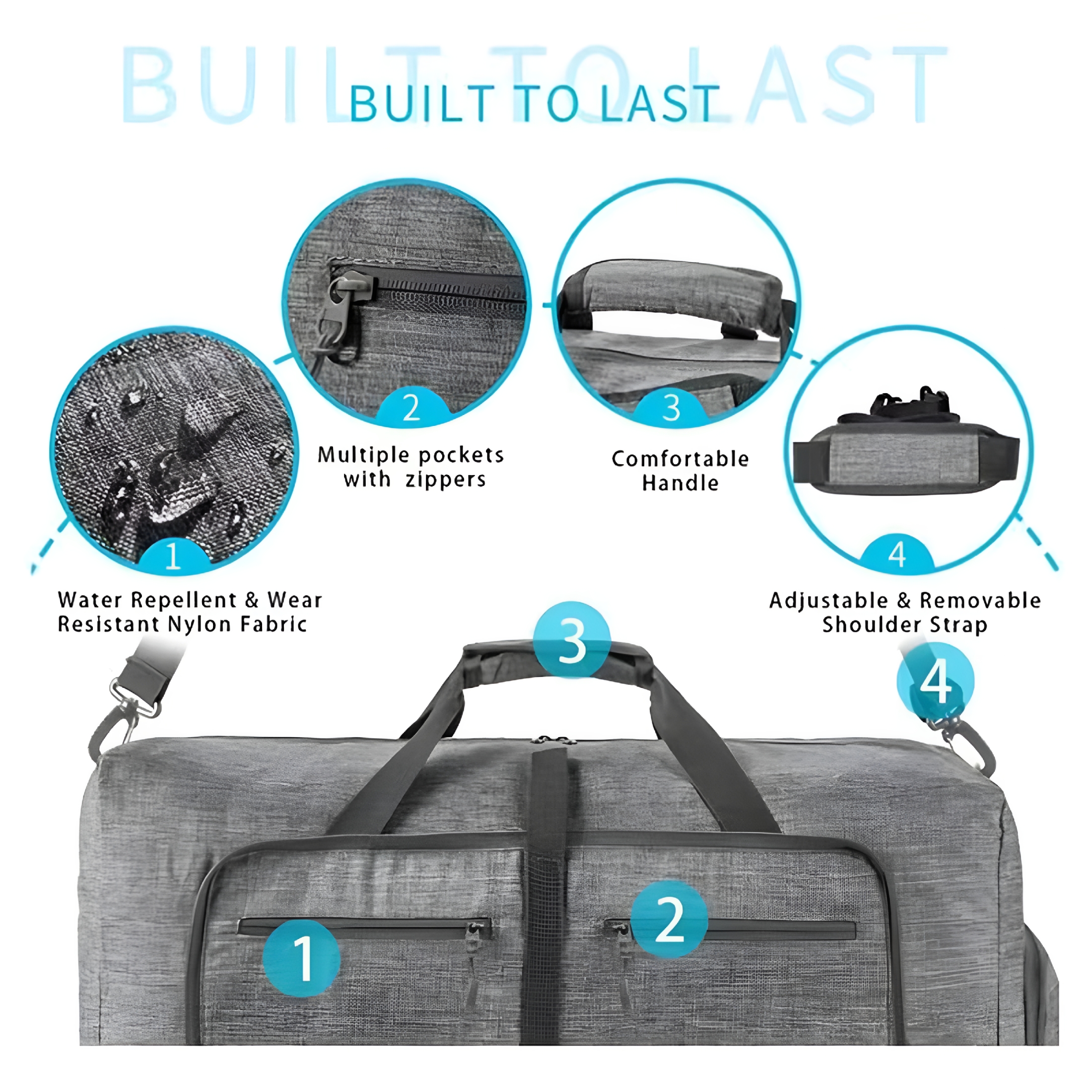 GASTROPOD 2026 New Foldable Travel Luggage Bag with Shoe Compartment,Oxford Cloth Material,Superior Zipper,Multipurpose for Men and Women,Ideal for Weekend Trips,Camping,And Airplane Carry-On Gray