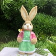 thumbnail image 5 of Easter Bunny Decor Easter Straw Bunny Figurine, 14" Tabletop Sisal Easter Bunny Figurine with Carrot, Straw Rabbit Decor Statue, Spring Decorations for Home Farm (E), 5 of 5
