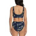 thumbnail image 3 of Wukai Hand Drawn Rockets Women's Bikini Set Two Piece,wimsuit High Waisted V Neck Twist Front Adjustable Spaghetti Straps Bathing Suit-, 3 of 7