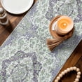 thumbnail image 4 of Table Runner - 72 Inch Long, Green Purple Boho Kitchen Dining Table Runner Dresser Scarves, Vintage Abstract Art Floral Ethnic Tribe Farmhouse Decor for Coffee Tables Wedding Party Banquet, 4 of 8