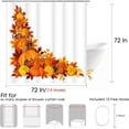 thumbnail image 3 of Fabric Shower Curtain Curtain with Hooks Brown Thanksgiving Corner with Pumpkins and Autumn Leaves Colorful Border Fall Leaf Gourd November Season 72"X72" Waterproof Decorative Bathroom, 3 of 6