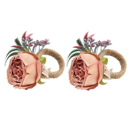 

2Pcs Simulation Flower Napkin Holder Ring Innovative Napkin Buckle Handicraft Flower Napkin Ring Table Decoration for Hotel Restaurant[Pink]