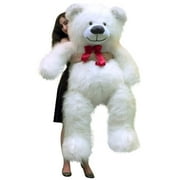 Angle View: American Made 5 Foot Giant White Teddy Bear 60 Inch Soft Made in USA