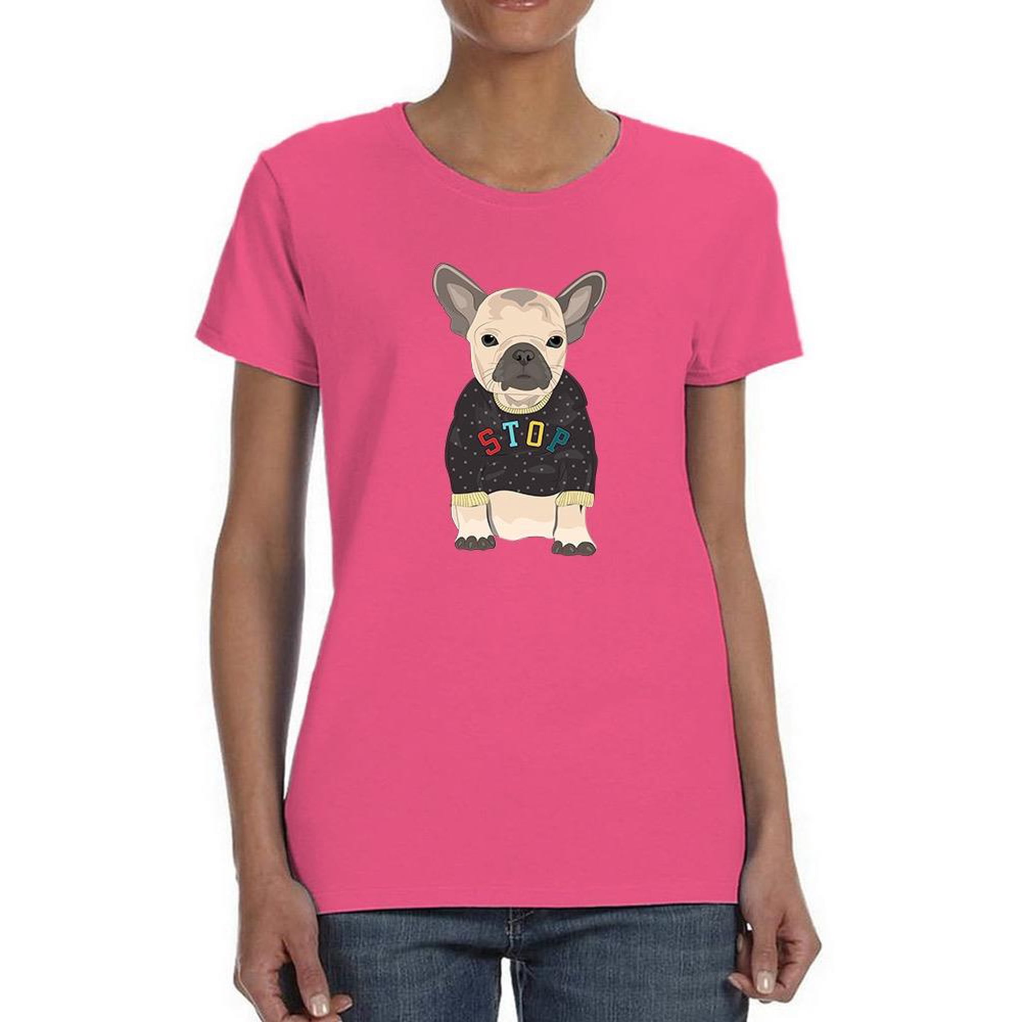 Cute Dog In Ugly Sweater Art Shaped T-Shirt Women -Image by Shutterstock Female XX-Large