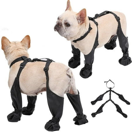 Dog Suspender Boots  Canada Pooch Tall Dog Boots Anti- & Fall Waterproof Dog Shoes Leggings  Adjustable Suspender Boots for Dogs Winter Snow Rain Hiking Paws Protector Black M
