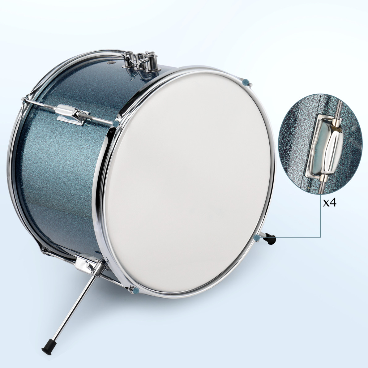 Kids Drum Set, 3-Pieces Junior Beginner Drum Kit with Adjustable Throne Stool, Bass Drum Pedal and 2 Drumsticks, 14 Inch Drum Musical Instruments with Cymbal, Tom and Snare Drum, Sky Blue