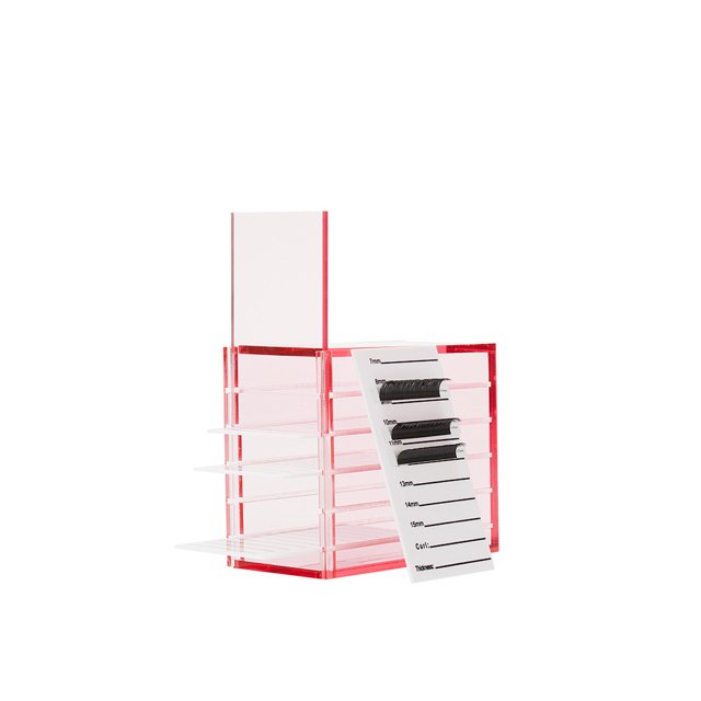 Jumpingount Caja de almacenamiento de pestañas postizas de extensión, caja de pestañas de maquillaje acrílico, tocador portátil, soporte de maquillaje, Pestañas postizas Rosa roja Jumpingount CE014656-01