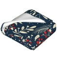 thumbnail image 4 of Bingfone Merry Christmas Winter Leaves Snowflakes Print Flannel Fleece Blanket Throw Blanket For Bed,Sofa,Couch,Travel,Camping(40"X30"), 4 of 9