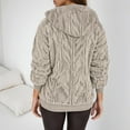 thumbnail image 4 of UJNDER Jackets for Women Plus Size Hooded Zip Up Lined Casual Outerwear Long Open Front Sweater Coat Beige L, 4 of 5