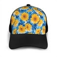 thumbnail image 3 of Naloa Blue Ocean Wave Sunflower Adult adjustable Print Baseball Hat, Patchwork curved brim baseball capfor Men and Women, One Size, 3 of 5