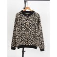 thumbnail image 3 of CORIRESHA Women's Fashion Leopard Print Round Neck Long Sleeve Button Knitted Sweater Cardigan, 3 of 4