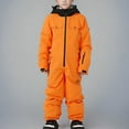 thumbnail image 2 of Xfvqtps One Piece Snowsuits Snowboarding Suit Hooded Multiple Pockets Zipper Waterproof Windproof Outdoor Winter Ski Suits Jumpsuits Orange, 2 of 7