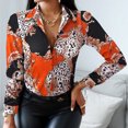 thumbnail image 1 of Camisas De Verano Camisas casuales para mujer Camisa de solapa con estampado de oficina Blusa superior con botones (Naranja S) Cgtredaw Para estrenar, 1 of 1