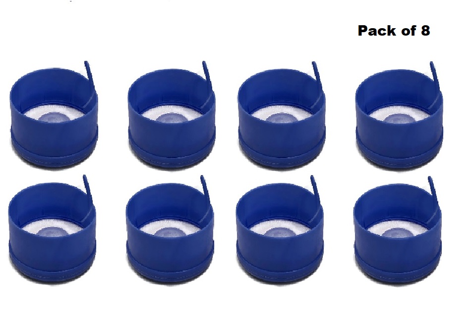 AquaNation Blue Plastic Snap Caps (6 Pack) - For 3 & 5 Gallon Water Bottles, BPA Free, 55mm Crown Style