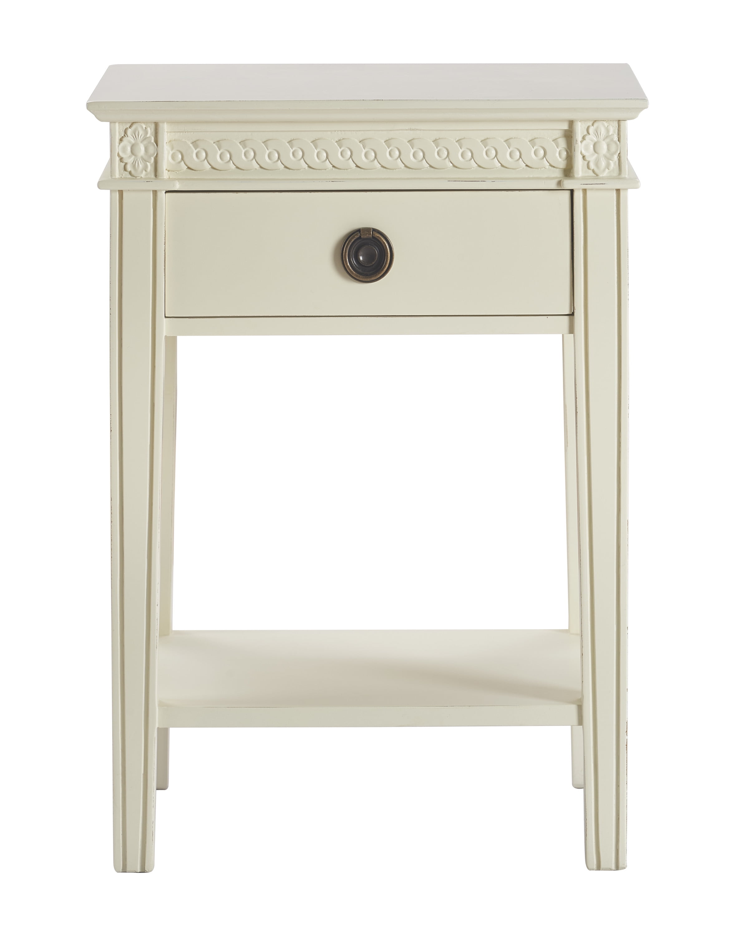 Finch Westport Modern Bedside Accent End Table with Storage, Vintage Cream