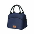 thumbnail image 2 of Insulated Lunch Bag Large Capacity Bento Tote | Waterproof Thermal Ice Bag for Office Meals | Extended Strap | Leakproof Cloth | 1 Piece | 9.84x5.51x8.46 in | Gray/Pink/Navy, 2 of 6