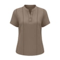 thumbnail image 7 of TGSLY Women's Henley Shirts Half Lightweight Button Down Solid Color Golf Tee Tops Dressy Short Sleeve Blouses with Contrast Stitch Trim XXL, 7 of 7