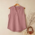thumbnail image 4 of Wowcloth Women's Bamboo Cotton Linen Blouse, Solid Color Button Front Sleeveless V-Neck Top for Casual and Office Wear, 4 of 7