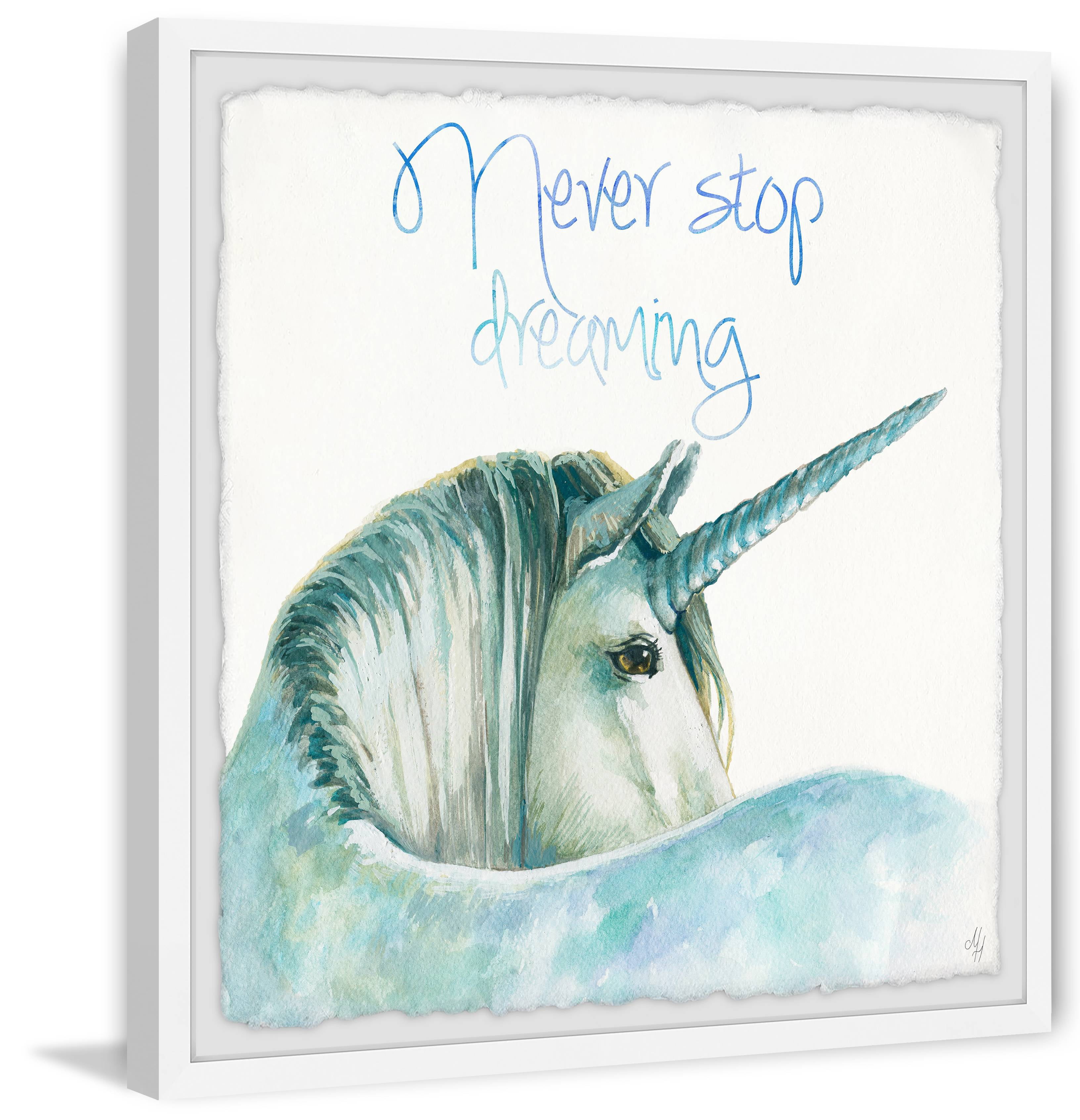 Marmont Hill Blue Unicorn Dreams Ii Framed Wall Art, 24.00" x 1.50"