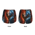 thumbnail image 5 of Lsque Red And Blue Fire Dragon F Printed Women's Running Shorts with Liner Pockets,Elastic Quick Dry Workout Athletic Gym Yoga Shorts,Womens High Waist Shorts-Large, 5 of 9
