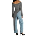 thumbnail image 3 of Casual Summer Dresses for Women Long-Sleeve Asymmetrical Dress Jumpsuit Fashion Round Neck Solid Outfit, 3 of 5