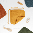thumbnail image 4 of Comfy Cubs Baby Washcloths, Muslin Cotton Baby Towels, Large 10”x10” Wash Cloths (Turmeric, Pack of 10), 4 of 7