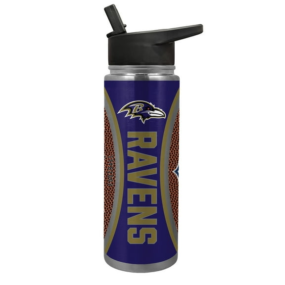 Baltimore Ravens 24 Ounce Vacuum Insulated Stainless Steel Waterbottle with Gameball Graphics