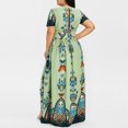 thumbnail image 6 of NGTEVOOS Women Summer Plus Size Butterfly Printed V-Neck Short Sleeve Casual Long Dress, 6 of 6