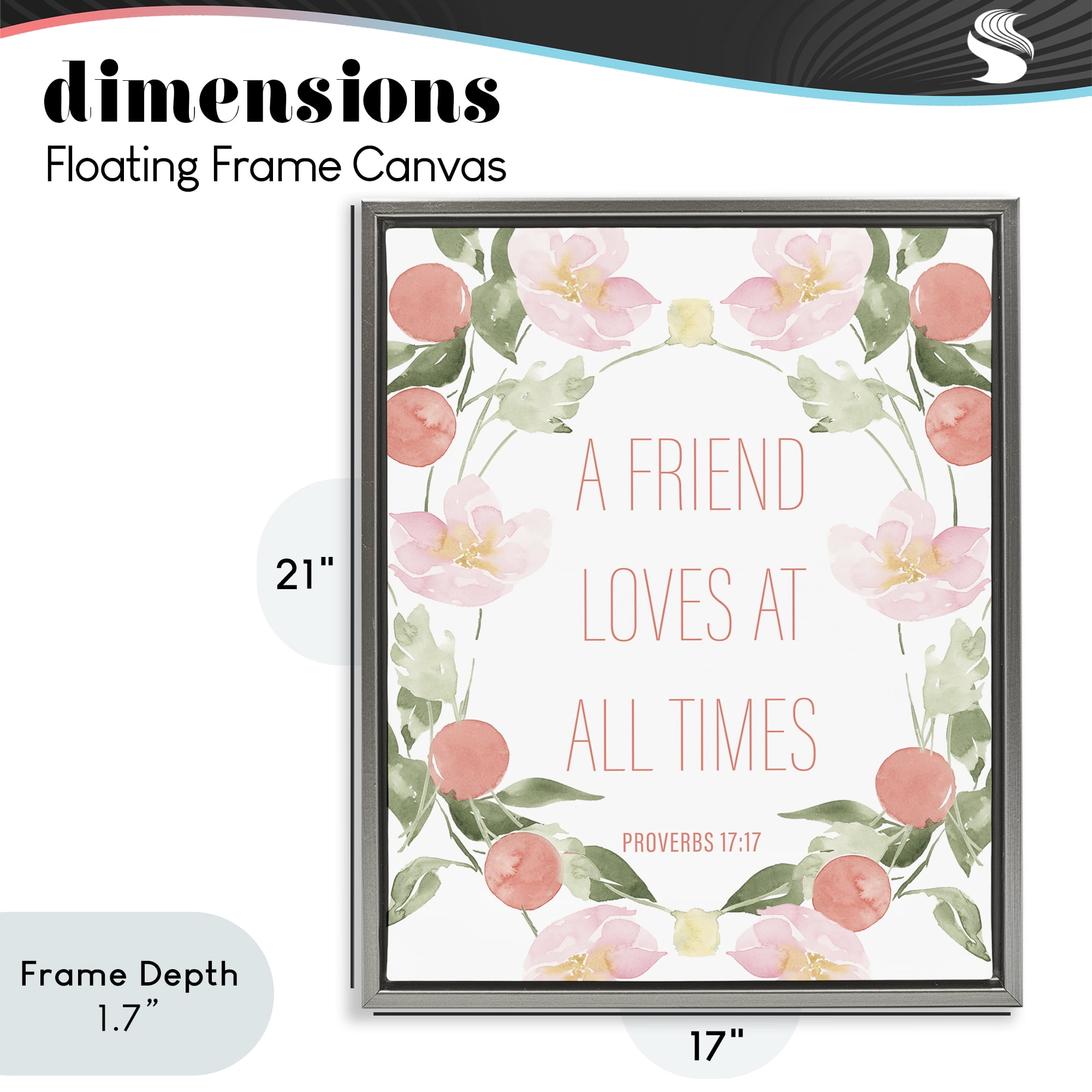 Stupell Industries A Friend Loves At All Times Gray Framed Floater Canvas Wall Art, design by Lucille Price