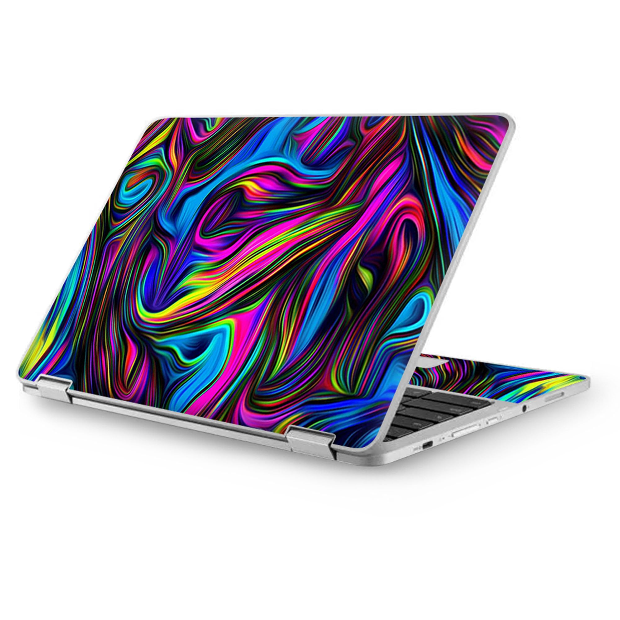 Download Skin Vinyl Sticker Cover Decal for Asus Chromebook 12.5 Laptop Notebook -Neon Color Swirl Glass ...