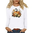 thumbnail image 2 of VKOYWKM Women's Thanksgiving Tops Halloween Pumpkin Graphic T Shirt Long Sleeve Fall T-Shirt Thankful Grateful Blessed Blouses Loose Fit Tunic Top, 2 of 4