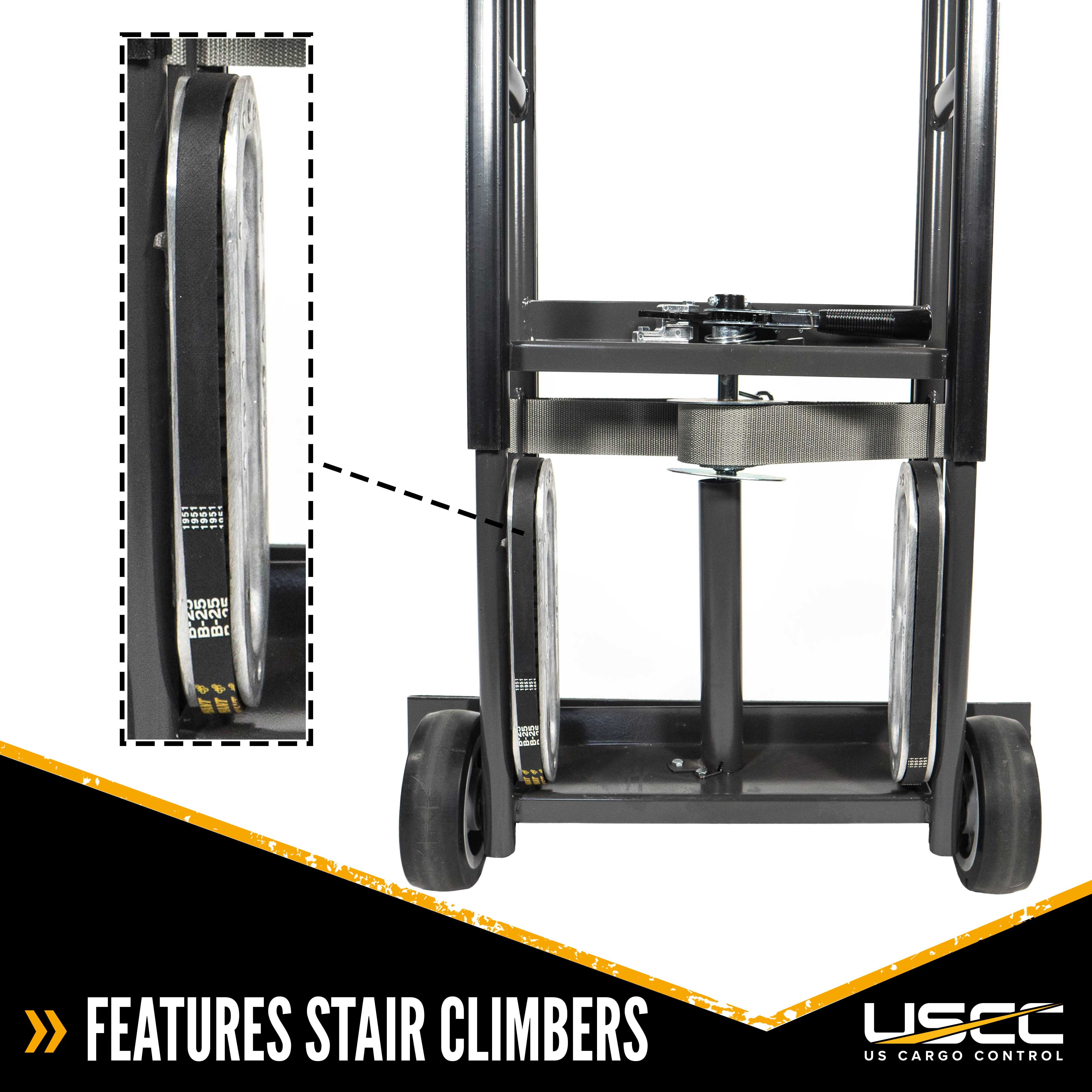 US Cargo Control Appliance Truck - Industrial Steel Appliance Hand Truck, 800 LBS Capacity, Appliance Hand Dolly with Double Auto Recoil System & Stair Climber, Appliance Dolly Heavy Duty with Straps