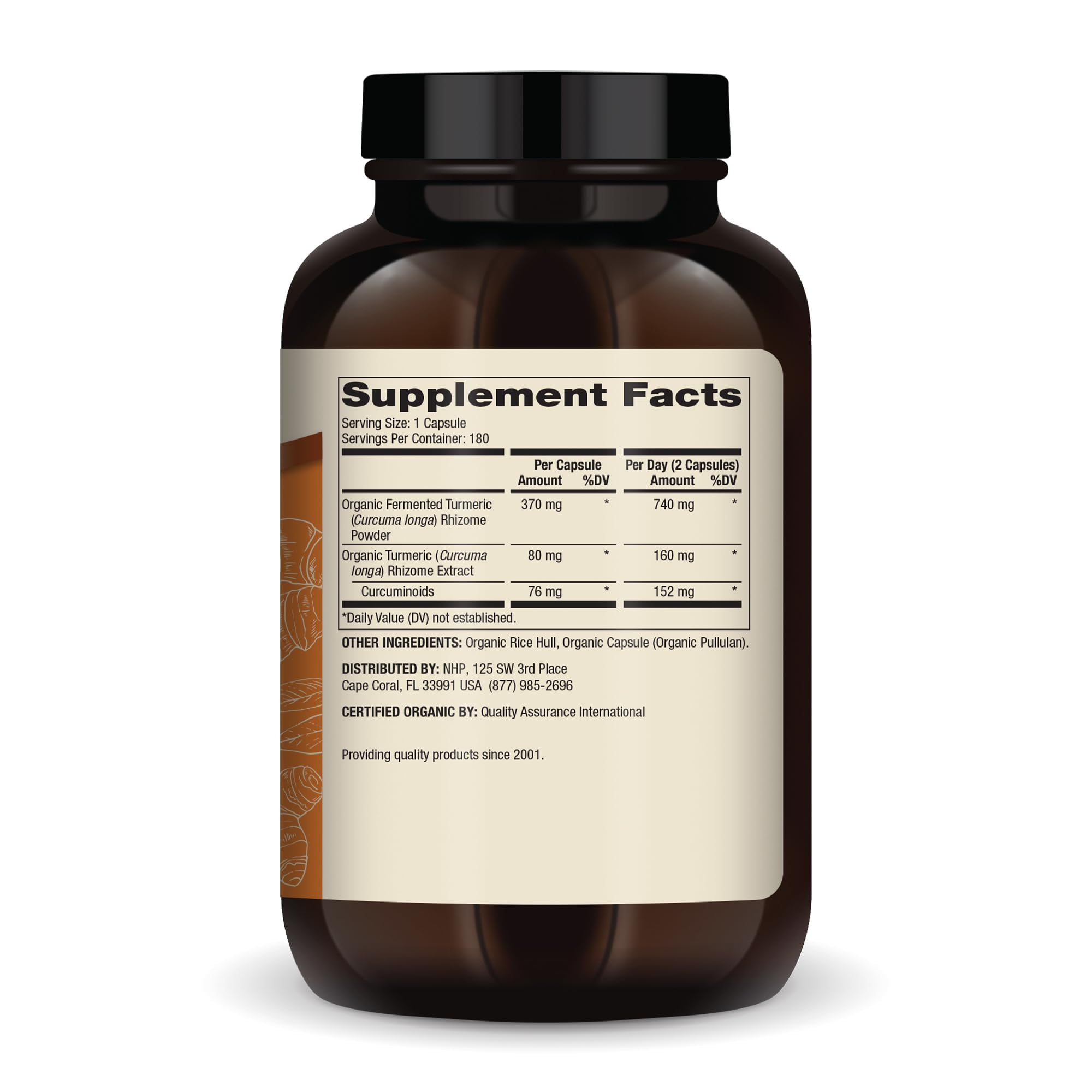 Dr. Mercola Organic Fermented Turmeric - 370 mg Fermented Turmeric - High-Bioavailability Curcuminoids - USDA Organic, Non-GMO, Gluten-Free & Soy-Free - 180 Capsules (90 Servings)