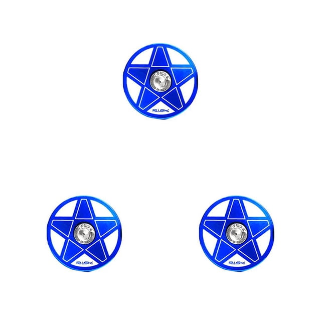 pitrice RISK Headset Cover High Strength Wear-resistant Stem Top Caps 28.6mm Front Fork Cycling Headset Accessories Coated Surface Blue Pentagonal 3Set