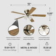 thumbnail image 2 of Westinghouse 52 Inch Contempra IV Antique Brass Ceiling Fan with Light Kit, 2 of 8