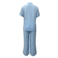 thumbnail image 6 of Womens Lounge Sweat Set Sweatsuits 2 Piece Sets Oversized Half Zip Tops and Wide Leg Pants Loose Fit Flowy Lightweight Elegant Trendy Office Work Beach Travel Outfit, Light Blue 2XL, 6 of 7