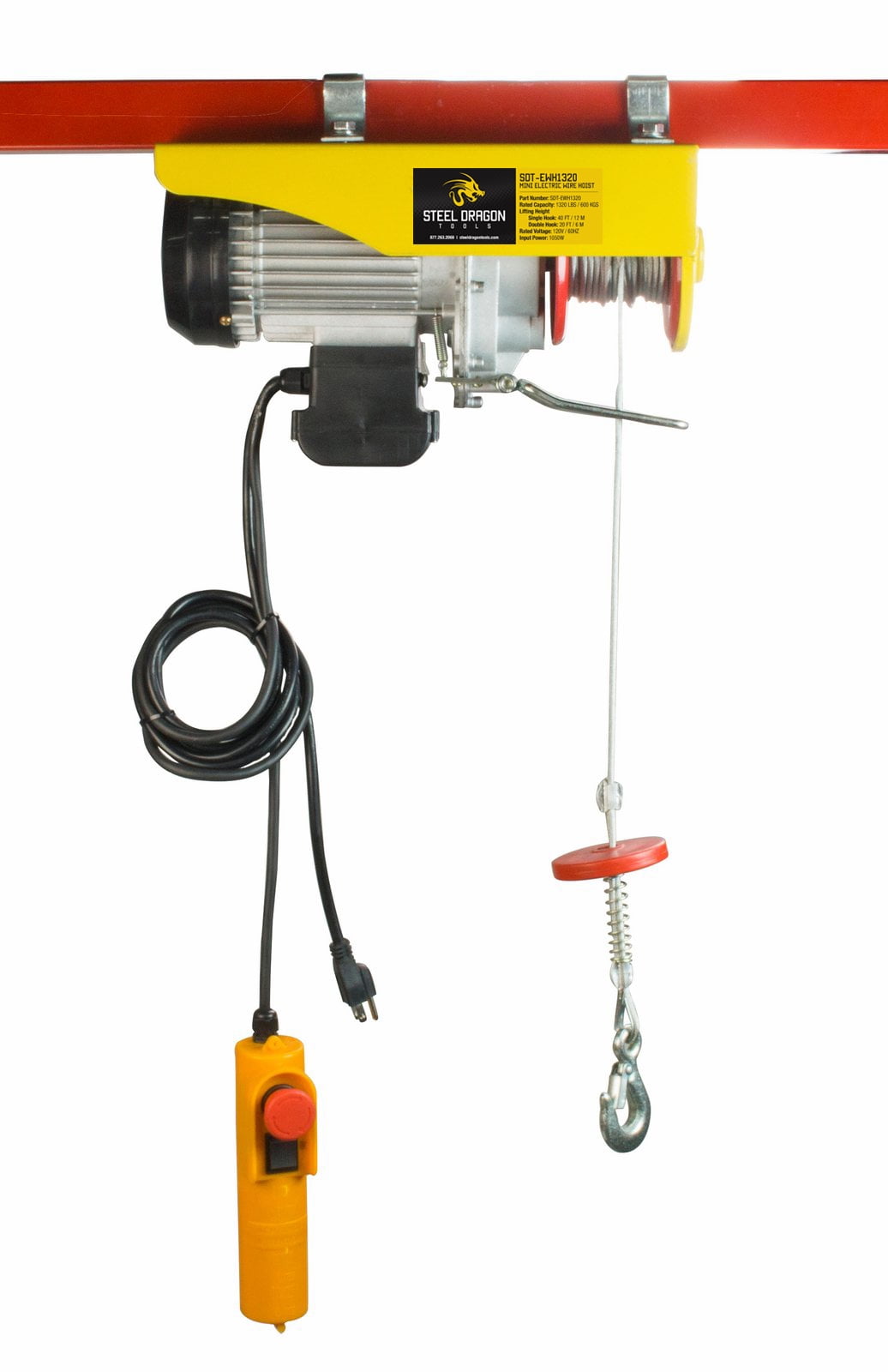 1320LBS Electric Wire Hoist Remote Control Garage Auto Shop Overhead Cable Lift 